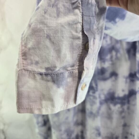 Anthropologie Shirt Womens Large Button Up Tie Dye Pilcro Purple Pink Long - Picture 11 of 13